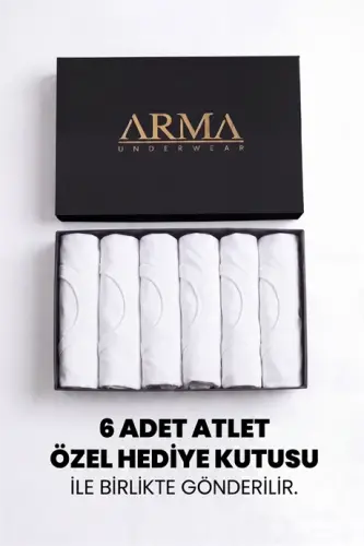 Erkek Premium %100 Pamuk Beyaz Atlet 6'lı Özel Hediye Kutulu Damat Bohçası Çeyiz Seti - BÜYÜKBEDENIZ (1)