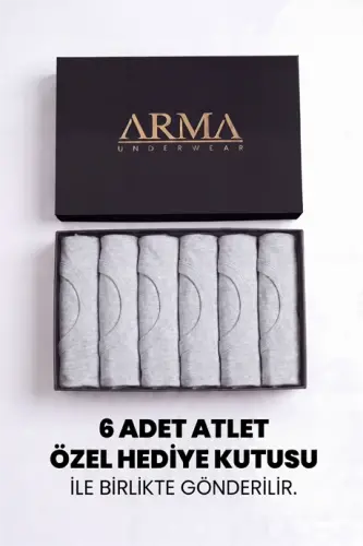 Erkek Premium %100 Pamuk Gri Atlet 6'lı Özel Hediye Kutulu Damat Bohçası Çeyiz Seti - BÜYÜKBEDENIZ (1)