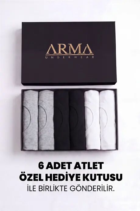 Erkek Premium %100 Pamuk Renkli Atlet 6'lı Özel Hediye Kutulu Damat Bohçası Çeyiz Seti - 2