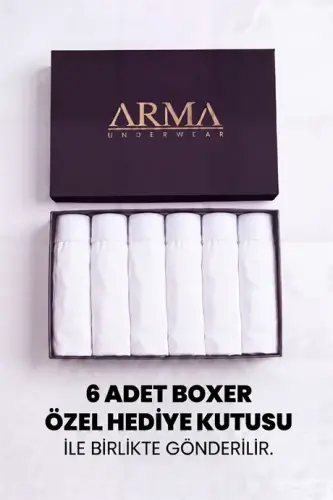 Erkek Premium Bambu Beyaz Boxer 6'lı Hediye Kutulu Damat Bohçası ve Çeyiz Seti - BÜYÜKBEDENIZ (1)