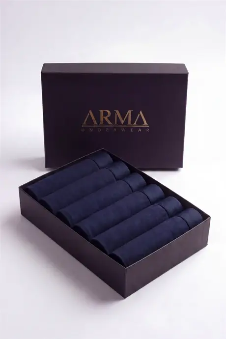 Erkek Premium Bambu Lacivert Boxer 6'lı Hediye Kutulu Damat Bohçası ve Çeyiz Seti - 1