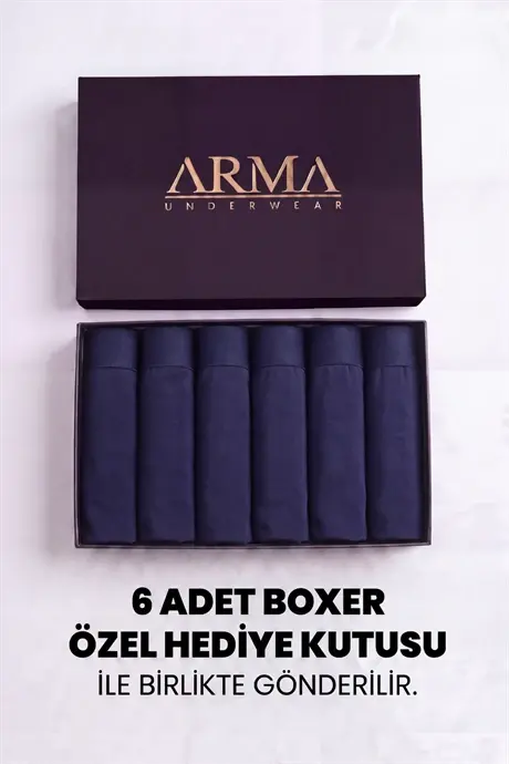 Erkek Premium Bambu Lacivert Boxer 6'lı Hediye Kutulu Damat Bohçası ve Çeyiz Seti - 2