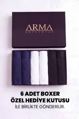 Erkek Premium Bambu Renkli Boxer 6'lı Hediye Kutulu Damat Bohçası ve Çeyiz Seti - BÜYÜKBEDENIZ (1)
