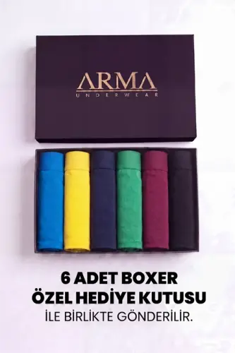 Erkek Premium Bambu Renkli Boxer 6'lı Hediye Kutulu Damat Bohçası ve Çeyiz Seti - BÜYÜKBEDENIZ (1)