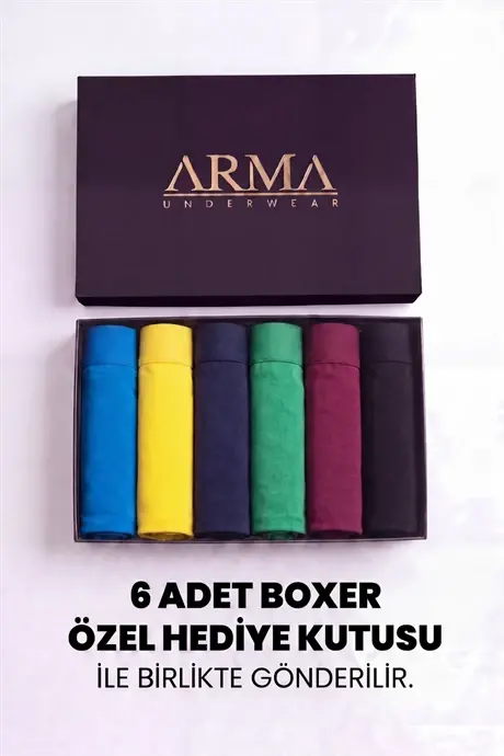 Erkek Premium Bambu Renkli Boxer 6'lı Hediye Kutulu Damat Bohçası ve Çeyiz Seti - 2