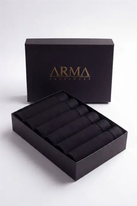 Erkek Premium Bambu Siyah Boxer 6'lı Hediye Kutulu Damat Bohçası ve Çeyiz Seti - 1