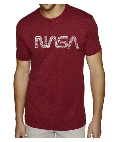 Men's Premium Word Art T-Shirt - Worm Nasa - Burgundy 