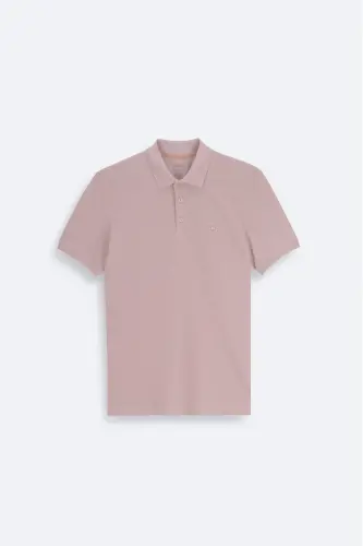 Erkek Pudra Basic Pamuklu Polo Yaka T-shirt E001004-Pudra - 7