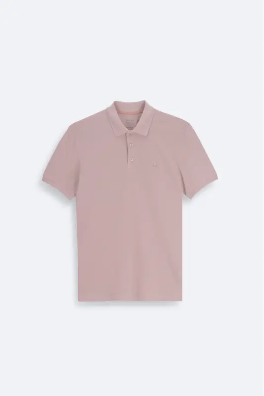 Erkek Pudra Basic Pamuklu Polo Yaka T-shirt E001004-Pudra - 7