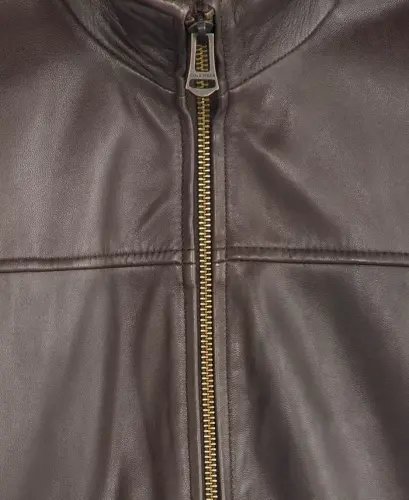 Men's Smooth Leather Jacket, Created for Modazone - Brown 
