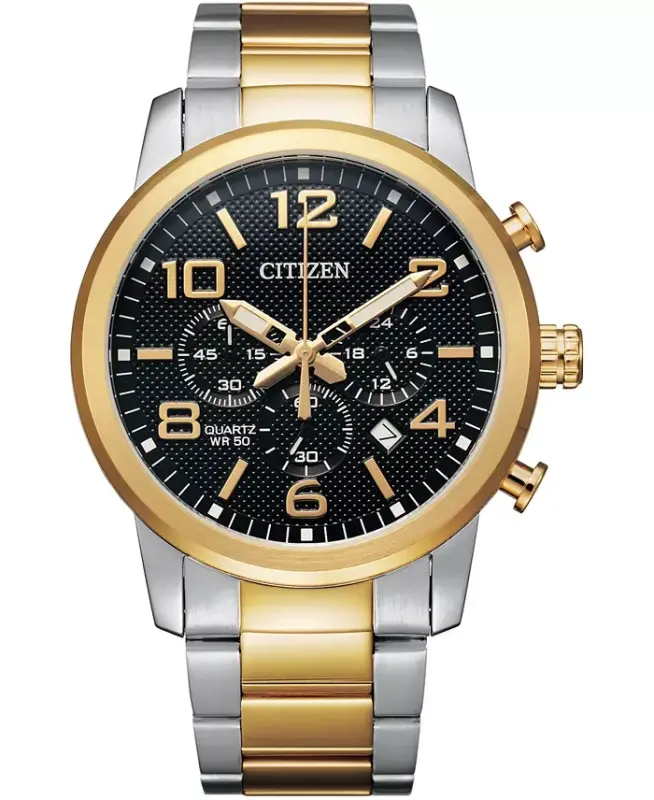 Men's Quartz Chronograph Two-Tone Stainless Steel Bracelet Watch 42mm - Two Tone - CITIZEN