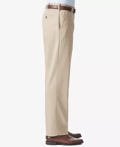 Men's Comfort Relaxed Fit Khaki Stretch Pants - British Khaki - 2