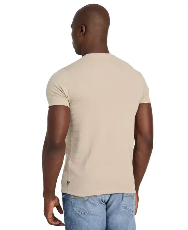 Men's Relaxed Fit Linear Textured Short Sleeve Crewneck T-Shirt - Blue - 7