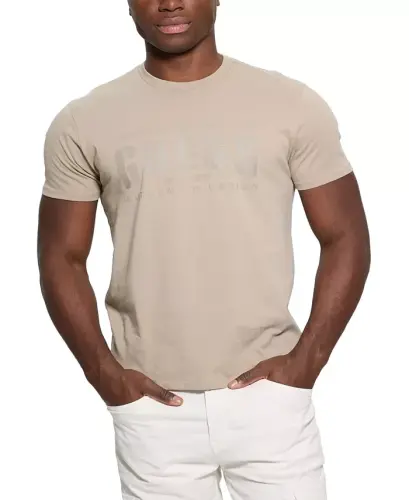 Men's Relaxed Fit Short Sleeve Crewneck Logo T-Shirt - Tan - 1
