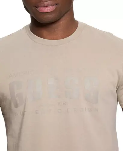 Men's Relaxed Fit Short Sleeve Crewneck Logo T-Shirt - Tan - 3