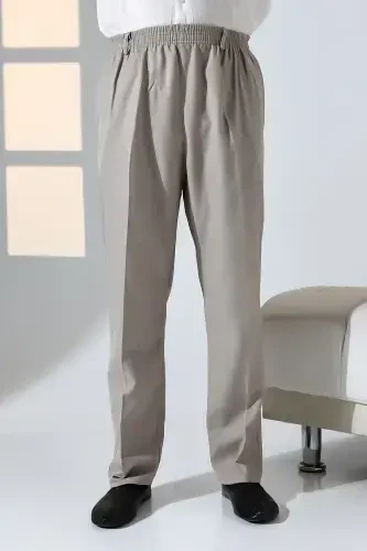 Erkek Rahat Kesim Beli Lastikli Cepli Hac ve Umre Kumaş Şalvar Pantolon - Toprak Rengi (İSR)-Toprak Rengi - 4