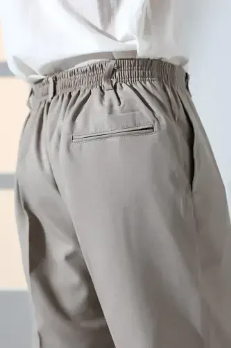 Erkek Rahat Kesim Beli Lastikli Cepli Hac ve Umre Kumaş Şalvar Pantolon - Toprak Rengi (İSR)-Toprak Rengi - 6