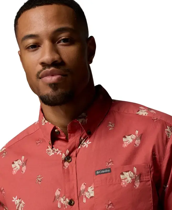 Men's Rapid Rivers Printed Shirt - Washed Red, Macaws - 5