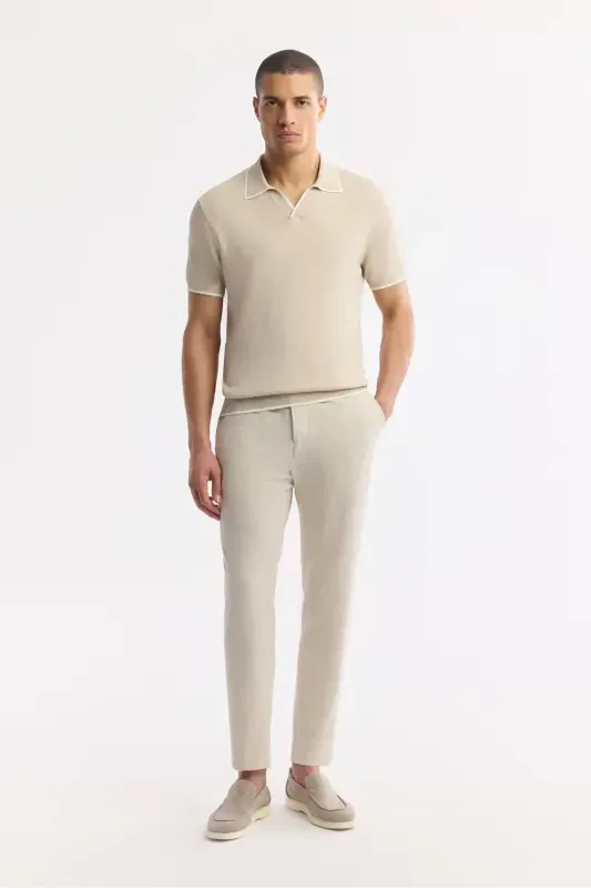 Erkek Bej Polo Yaka Rayon Triko Regular Fit T-Shirt A51Y5056 - 6