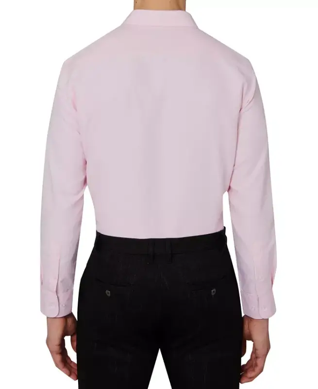 Men's Regular Fit Solid Wrinkle Free Performance Dress Shirt - Ballet Pink - 3