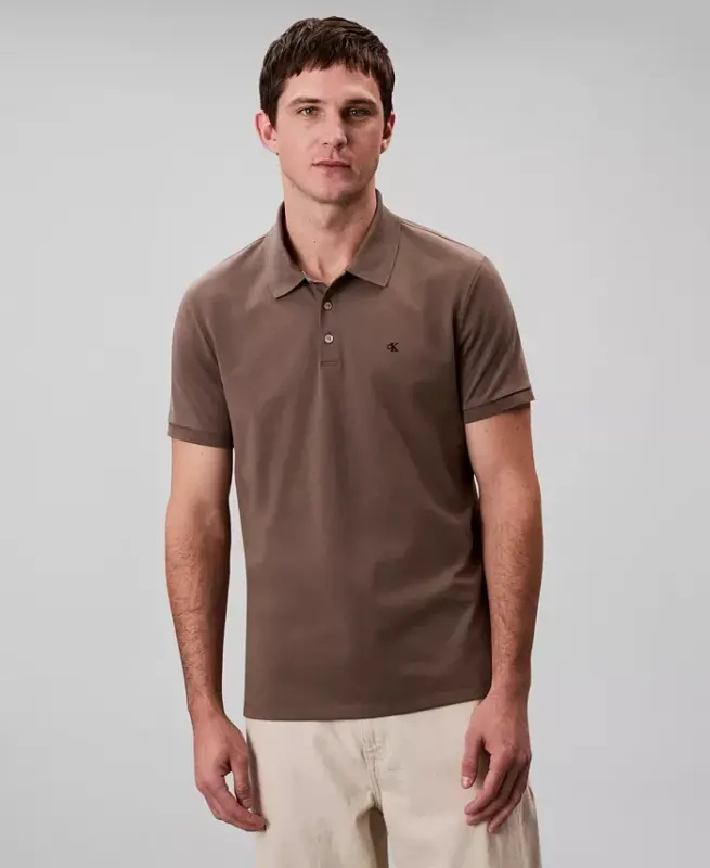 Men's Regular-Fit Smooth Cotton Monogram Logo Polo Shirt - Morel - 1