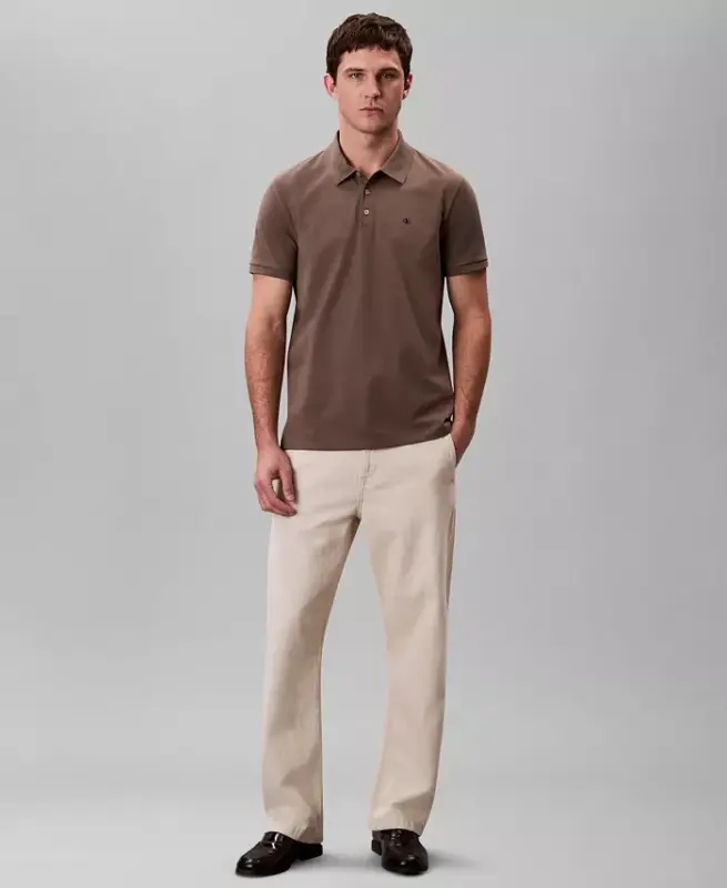 Men's Regular-Fit Smooth Cotton Monogram Logo Polo Shirt - Morel - 2