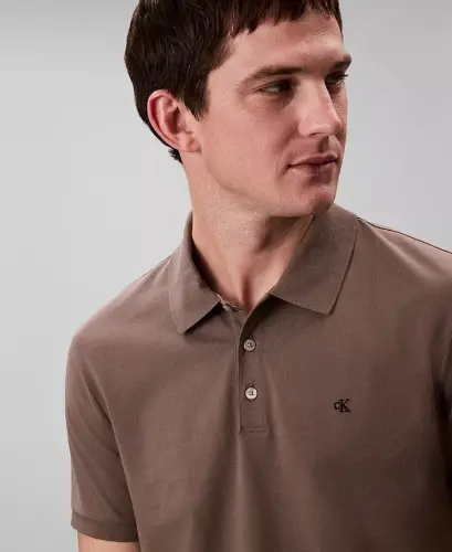Men's Regular-Fit Smooth Cotton Monogram Logo Polo Shirt - Morel - 3