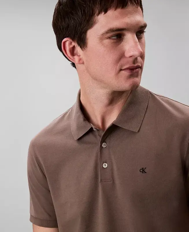 Men's Regular-Fit Smooth Cotton Monogram Logo Polo Shirt - Morel - 3