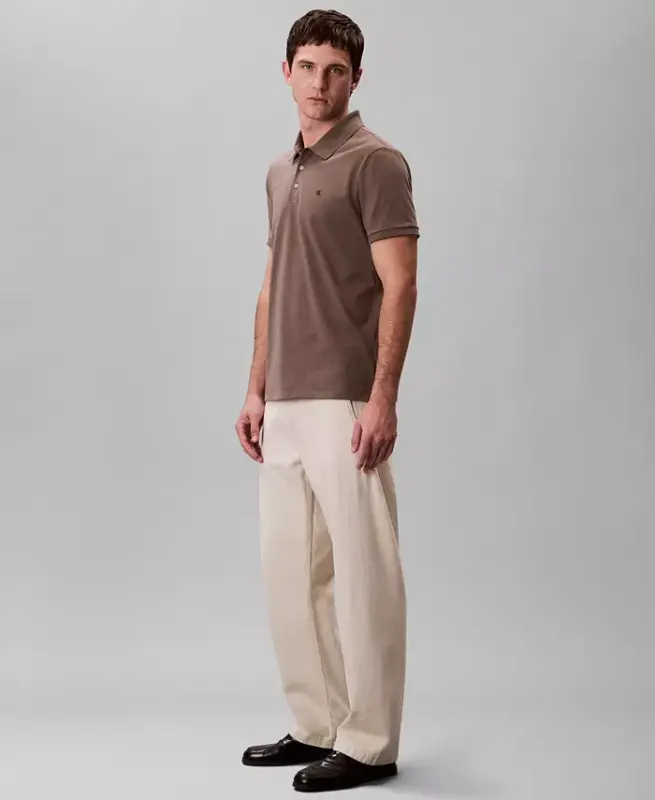 Men's Regular-Fit Smooth Cotton Monogram Logo Polo Shirt - Morel - 4