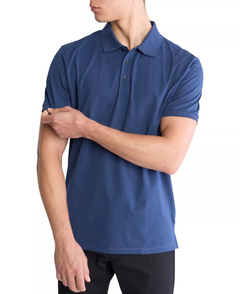 Erkek Regular Fit Düz Pamuklu Monogram Logolu Polo Tişört İnsignia Blue - 3