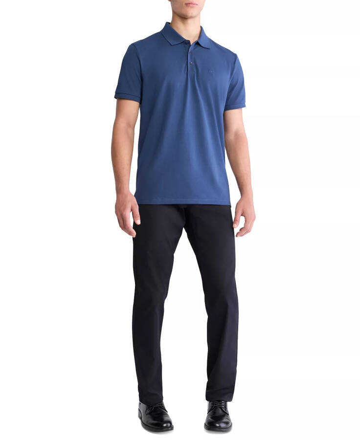 Erkek Regular Fit Düz Pamuklu Monogram Logolu Polo Tişört İnsignia Blue - 4