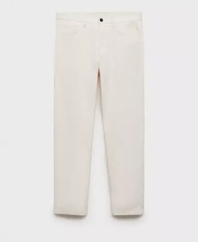 Men's Regular-Fit Corduroy Pants - Off White - MANGO (1)