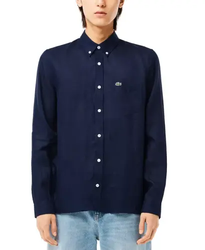 Men's Regular-Fit Linen Shirt - 166 - Navy - 3