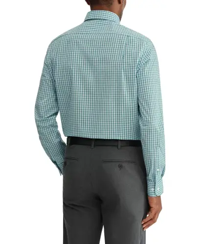 Men's Regular Fit Wrinkle Resistant Stretch Dress Shirt - Pine Multi - 2