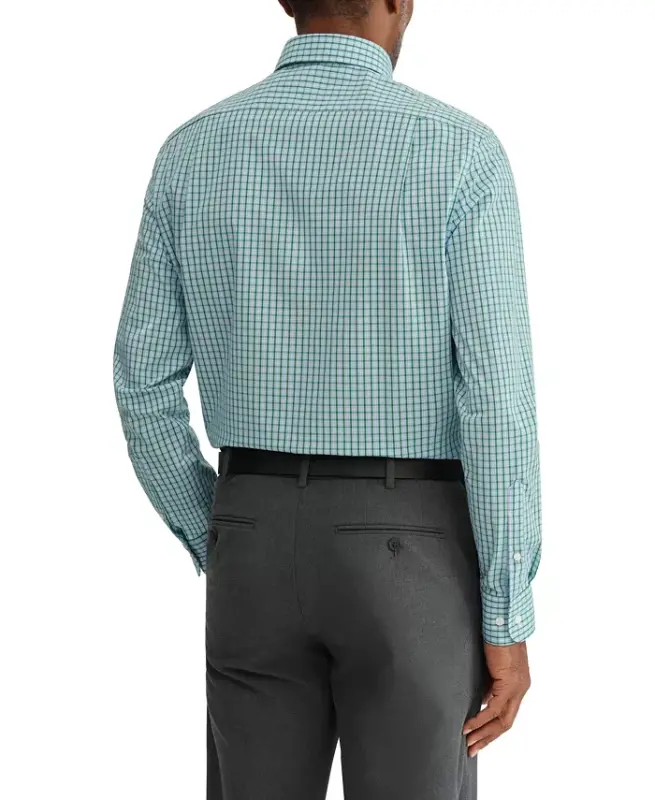 Men's Regular Fit Wrinkle Resistant Stretch Dress Shirt - Pine Multi - 2