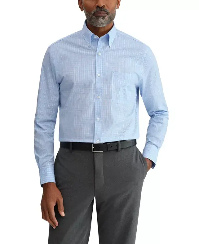 Men's Regular Fit Wrinkle Resistant Stretch Dress Shirt - Mist Multi - TOMMY HILFIGER