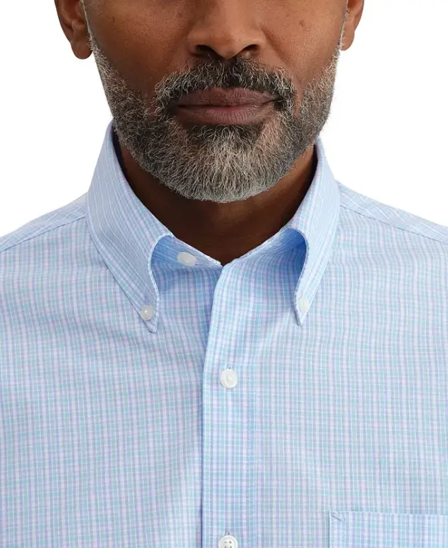 Men's Regular Fit Wrinkle Resistant Stretch Dress Shirt - Mist Multi - 3