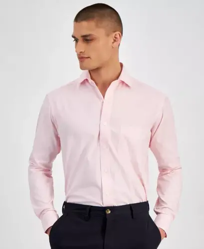 Men's Regular Fit Pinpoint Dress Shirt, Created for Modazone - Rose Shadow - 1