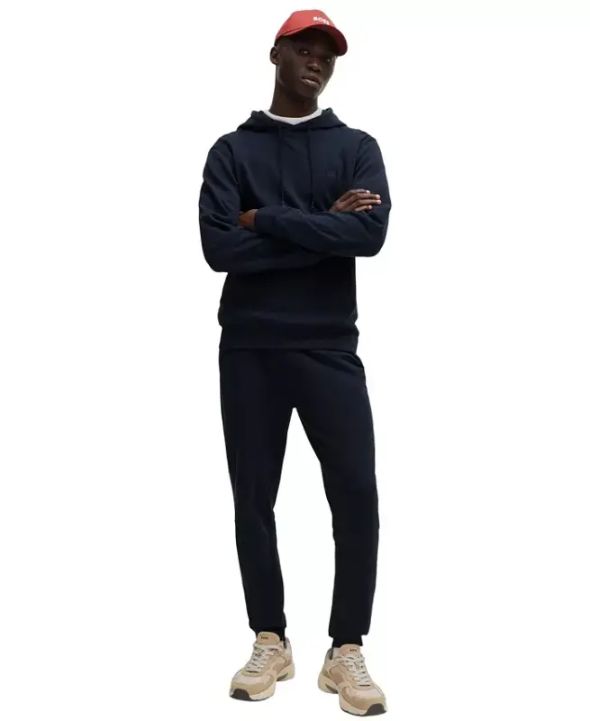 Men's Regular-Fit Cotton Terry Logo Patch Hoodie - 1