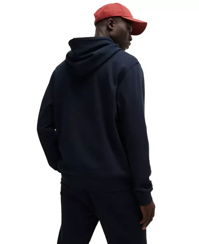 Men's Regular-Fit Cotton Terry Logo Patch Hoodie - Dark Blue - 2