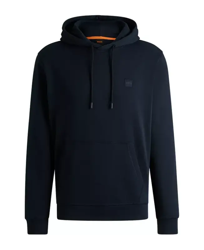 Men's Regular-Fit Cotton Terry Logo Patch Hoodie - Dark Blue - 4