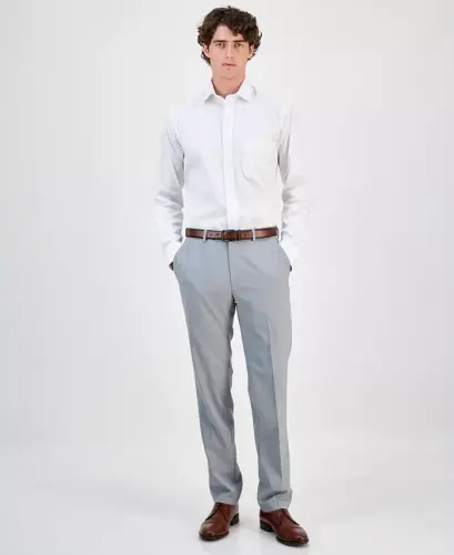 Men's Regular Fit Pinpoint Dress Shirt, Created for Modazone - White 