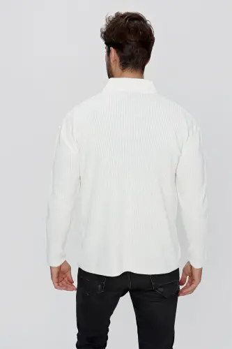 Erkek Regular Fit Selanik Triko Hırka Ekru 23w208 - Ekru - 6