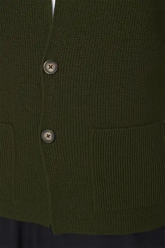 Erkek Regular Fit Selanik Triko Hırka Haki 23w208 - Haki - 10