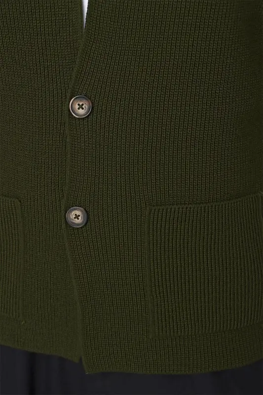 Erkek Regular Fit Selanik Triko Hırka Haki 23w208 - Haki - 10