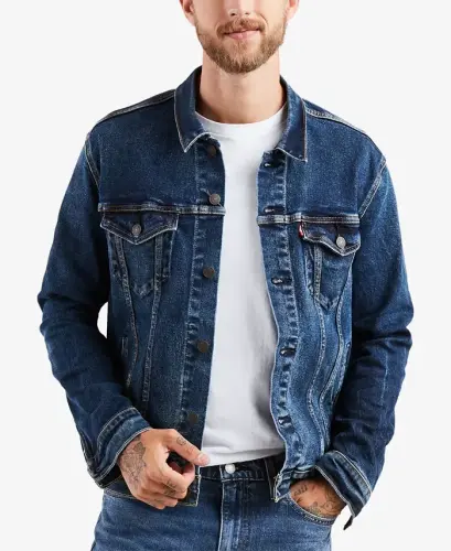 Men's Regular-Fit Stretch Denim Trucker Jacket - Colusa 