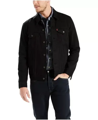 Men's Regular-Fit Stretch Denim Trucker Jacket - Last Night Stretch 