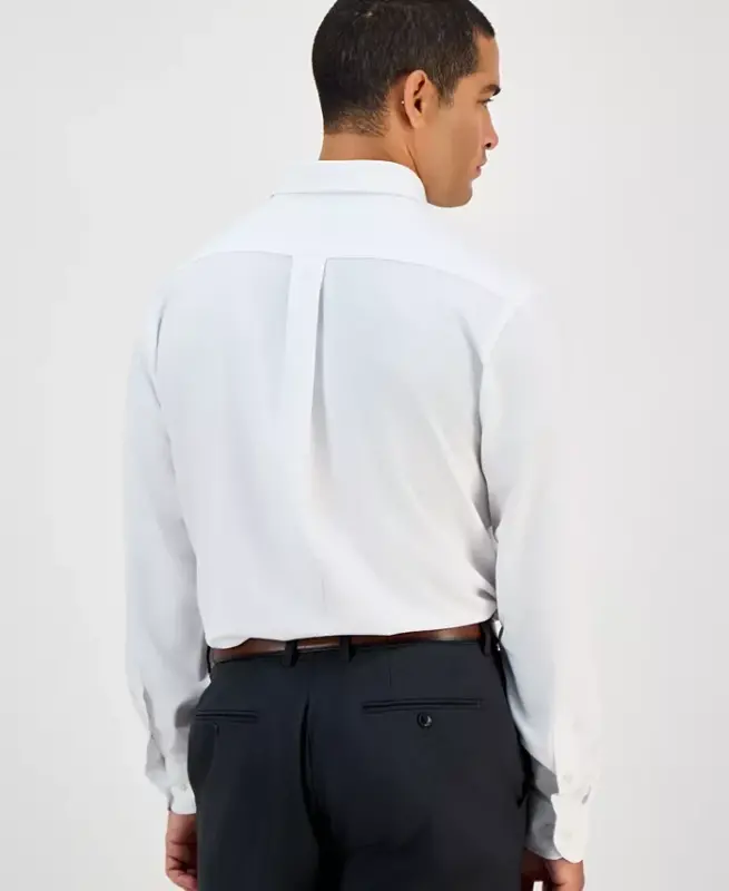 Men's Regular Fit Traveler Dress Shirt, Created for Modazone - White - 2