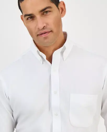 Men's Regular Fit Traveler Dress Shirt, Created for Modazone - White - 3