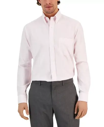 Men's Regular Fit University Stripe Dress Shirt, Created for Modazone-Orchid Pink 